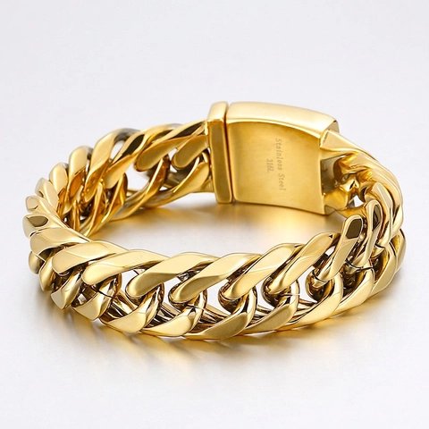 Pulsera De Cadena Barboquejo Para Hombre Acero Inoxidable 316L Estilo Punk Joyería Pulido Cepillado