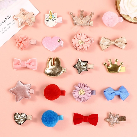 Pinzas Cabello Niñas Pequeñas Purpurina Cuero PU Corona Estrella Corazón Lazo Unicornio Conejo Horquillas Princesa Para Niñas