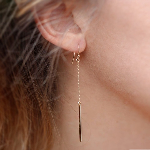 Orecchini a Goccia con Catena Lunga in Acciaio Inossidabile 316L Minimalista Pendente Linea Geometrica per Donna Gioielli di Moda Moderna