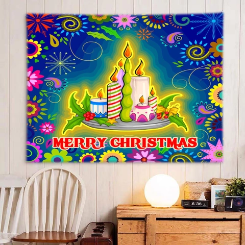 Arazzo Da Parete Di Natale Poliestere Tessuto Di Sfondo Decorazione Appesa Per Camera Da Letto Dormitorio Festa Modello Cartone Animato Babbo Natale Renna