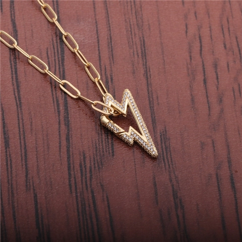 Collana Con Pendente A Fulmine Rame Con Zircone Stile Hip Hop Punk Gioielli Per Uomo E Donna Accessorio Moda