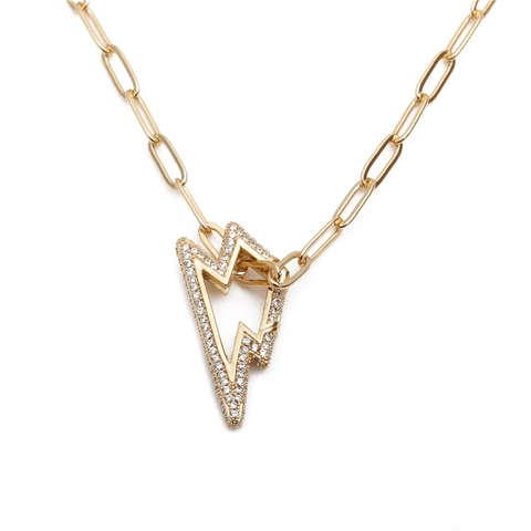 Collana Con Pendente A Fulmine Rame Con Zircone Stile Hip Hop Punk Gioielli Per Uomo E Donna Accessorio Moda