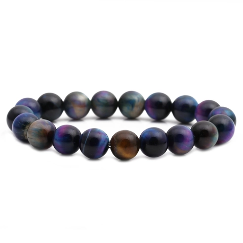 Tiger Eye Stone Beaded Bracelet Starry Sky Pattern Natural Gemstone Handmade Jewelry For Men Fashion Accessories