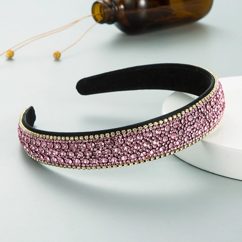 Dames Sprankelende Volledige Strass Brede Hoofdband Pave Kristallen Haarband Mode Antislip Haarrand Handgemaakte Vintage Haaraccessoires