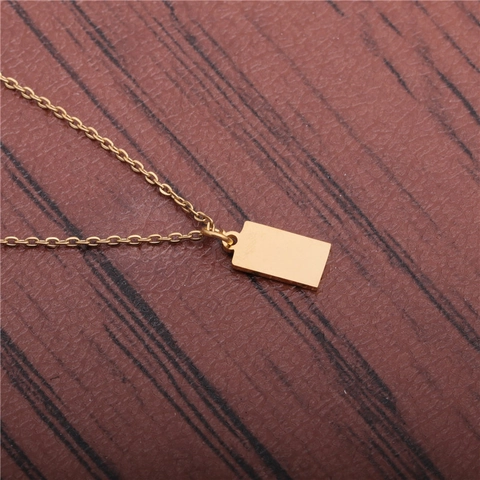 Collier Pendentif Barre Longue Minimaliste Acier Inoxydable Poli Miroir Chaîne De Pull Simple Bande Verticale