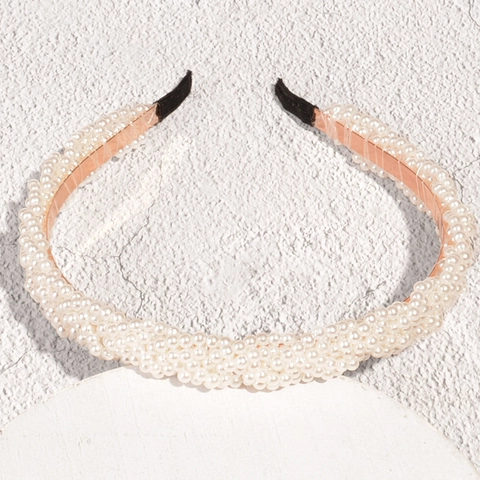 Serre-tête Élégant en Imitation Künstliche Perles Multirang Alliage Or Rose Accessoires Cheveux Mariage Style Mori pour Femmes