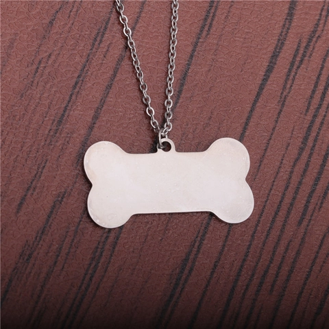 Collar Con Colgante En Forma De Hueso Chapa De Identificación Acero Inoxidable Joyería