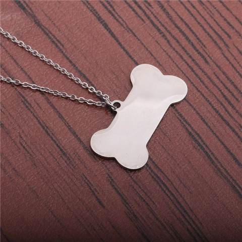 Collar Con Colgante En Forma De Hueso Chapa De Identificación Acero Inoxidable Joyería