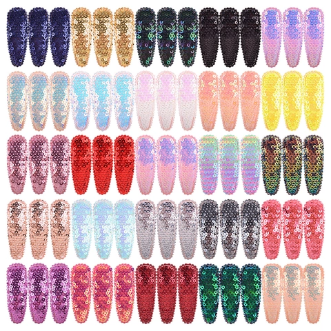 Girls Shiny Flip Reversible Sequin Snap Hair Clips Colorful Candy Color Handmade Hair Accessories For Children Kids Baby