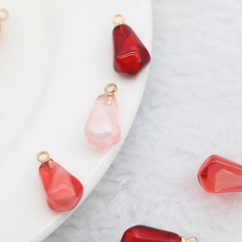Pomegranate Seed Charms Resin Translucent Pendants With Metal Ring For DIY Jewelry Making Findings Handmade Earrings