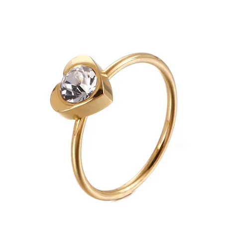 Heart Shaped Zircon Ring 316L Stainless Steel Simple Elegant Minimalist Polished Jewelry For Women