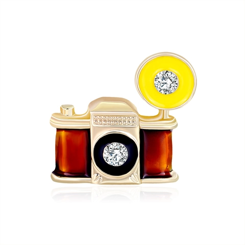 Vintage Kamera Brosche Anstecknadel Legierung Emaille Strass Retro Fotografie Stil Schmuck Zubehör Mode Geschenk