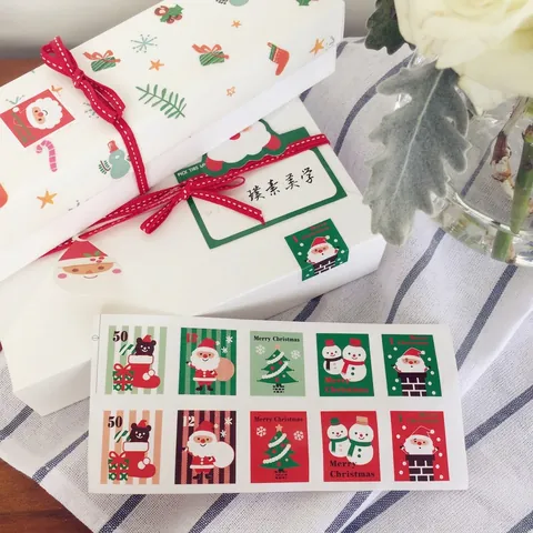 Adesivi Per Sigilli Stile Francobollo Di Natale Rettangolare Decorazione Regali Etichette Adesive Festive