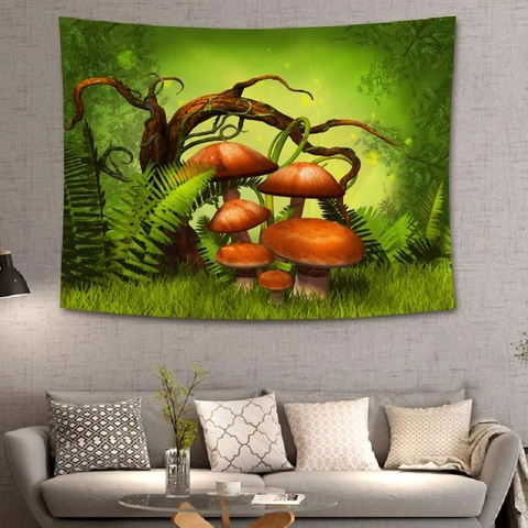 Tapiz Decorativo Para Colgar En La Pared Tela De Poliéster Impresión Digital HD Para Sala Dormitorio Navidad Bosque