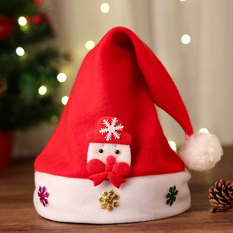 Christmas Hat Red White Soft Plush Cloth Santa Snowman Reindeer Embroidery Holiday Costume Party Decoration Adult Kids Festive