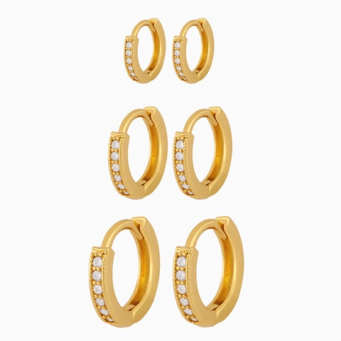 Small Huggie Hoop Earrings 18K Gold Plated Copper Cubic Zirconia Inlaid Minimalist Elegant Jewelry Gift For Women