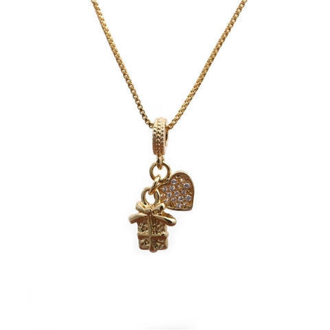 Heart Present Pendant Necklace Copper With Zircon Rhinestone Micro Paved Gold Plated Sweet Romantic Jewelry For Women