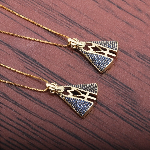 Crown Cross Pendant Necklace Copper Cubic Zirconia Religious Jewelry Our Lady Aparecida Gold Plated For Women Gift