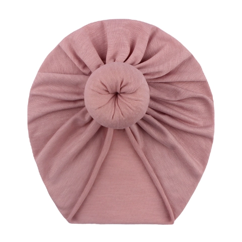 Baby Turban Hat Soft Polyester Knotted Donut Beanie For Toddler Newborn Infant Solid Color Photography Prop Headwear