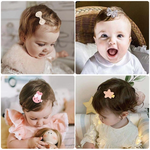 Pinzas Para El Pelo Niñas Niños Cuero Sintético Tela Terciopelo Brillo Lazo Flor Animal Estrellas Corazones Accesorios