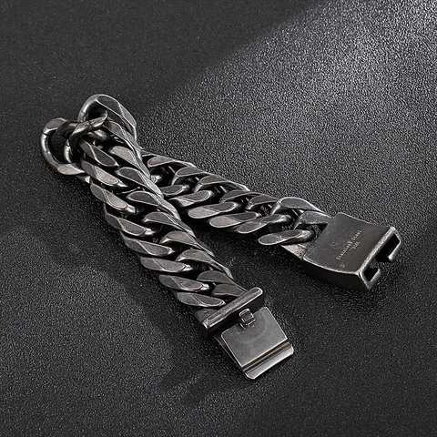 Pulsera De Cadena Barboquejo Para Hombre Acero Inoxidable 316L Estilo Punk Joyería Pulido Cepillado
