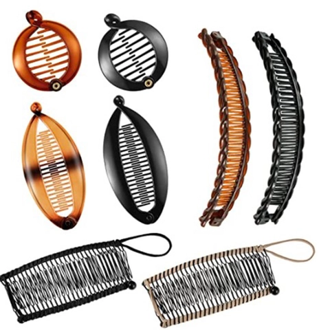 Pinces À Cheveux Banane Pour Femmes Plastique Pinces À Poissons Peignes À Cheveux Écaille Léopard Accessoires Coiffure