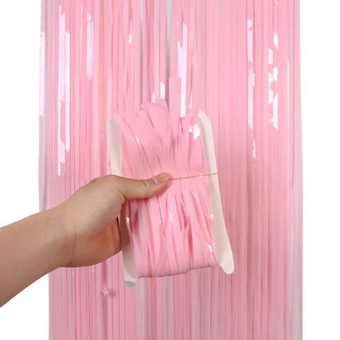 Macaron PET Fringe Curtain Tinsel Backdrop For Birthday Wedding Party Decoration DIY Cut Glossy Foil Streamer Door Curtain