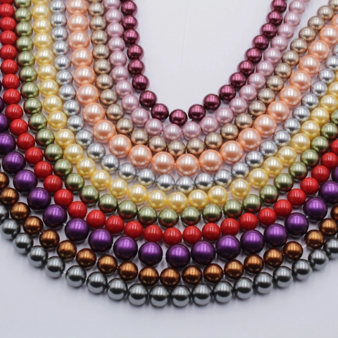 Round Glass Imitation Artificial Pearl Loose Beads Luster DIY Jewelry Making Necklace Bracelet Accessories Elegant Colorful Craft