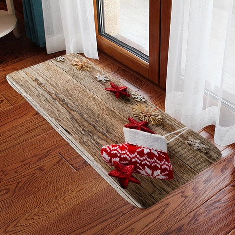 Tappeto Da Pavimento Natale Antiscivolo Assorbente Poliestere Decorazione Per Cucina Bagno Ingresso Zerbino Natalizio