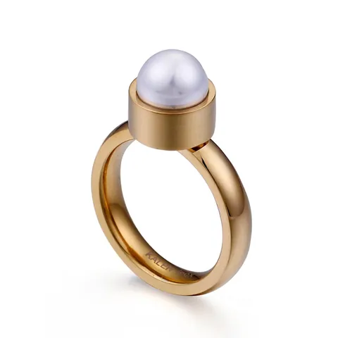 Anillo Minimalista De Acero Inoxidable Con Perla De Agua Dulce Joyería Geométrica De Moda Para Mujer Accesorio Elegante