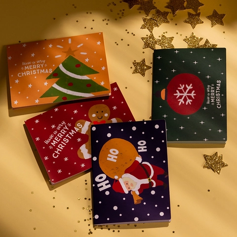 Biglietti Auguri Natale Con Buste E Adesivi Carta Illustrazioni Festive Biglietti Per Messaggi Stile Vintage