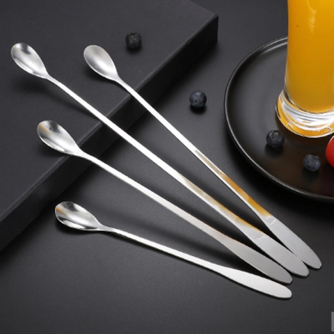 Cucchiaio Per Miscelare A Manico Lungo Acciaio Inossidabile 410 Lucidato A Specchio Caffè Dessert Bevanda Stoviglie Moderne