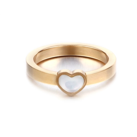 Heart Ring Stainless Steel White Mother Of Artificial Pearl Shell Inlay Minimalist Fashion Jewelry For Women Elegant Jewelry Gift