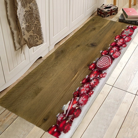 Christmas Floor Mat Non-Slip Absorbent Polyester Door Rug Kitchen Bathroom Living Room Festive Decor
