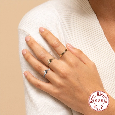 925 Sterlingsilber Schlange Verstellbarer Offener Ring Für Damen Minimalistische Kreative Tierform Gold Silber Finger Schmuck Geschenk