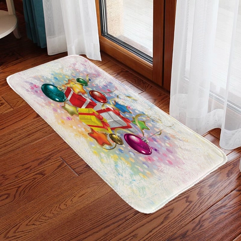 Christmas Floor Mat Flannel Non-Slip Absorbent Area Rug For Living Room Kitchen Entryway Festive Home Decoration
