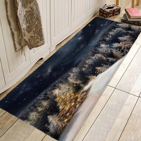 Kerst Deurmat Polyester Flanel Antislip Absorberend Vloerkleed Voor Keuken Woonkamer Badkamer Feestelijke Feestdecoratie