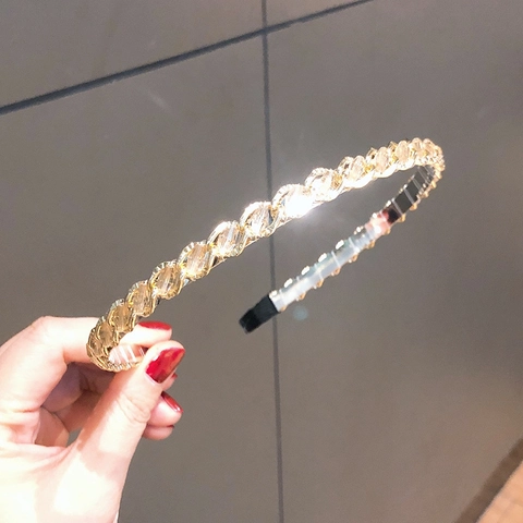 Cerchietto Elegante Con Catena In Metallo E Strass Di Cristallo Cerchietto In Lega Intrecciata