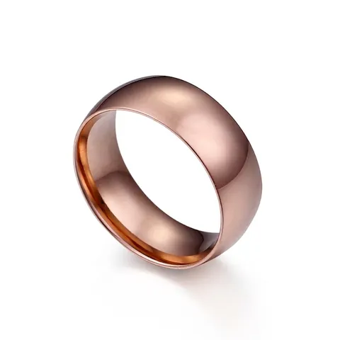 Anillo De Banda Simple Pulido Minimalista Acero Inoxidable Chapado En Oro Rosa Joyería Geométrica Para Mujeres Y Hombres