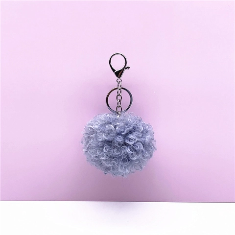 Cute Faux Fur Curly Ball Keychain Metal Lobster Clasp Bag Pendant For Women Car Keyring Decoration Creative Gift Fashion Accessory