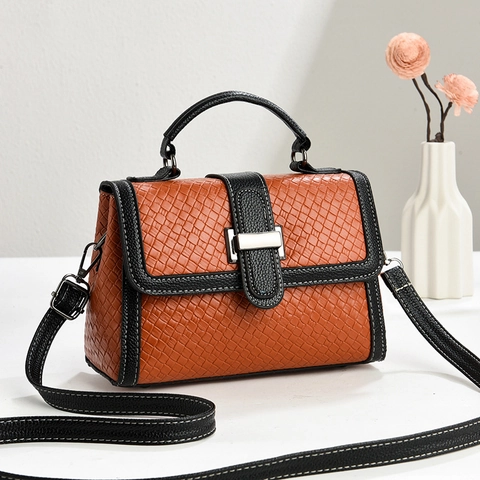 Borsa A Mano Trama Intrecciata Pelle PU Borsa A Tracolla Retro Elegante Borsa Da Donna Fibbia Argentata
