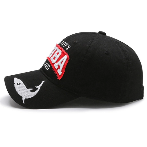 Washed Cotton Baseball Cap Embroidered Shark Aruba Island Letter Distressed Retro Adjustable Sun Hat Casual Streetwear