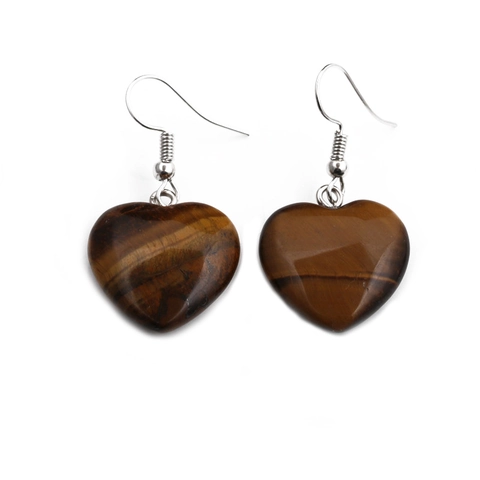 Heart Shape Natural Stone Pendant Earrings With Copper Hook Tiger Eye Rose Quartz Turquoise Lapis Lazuli Jewelry For Women
