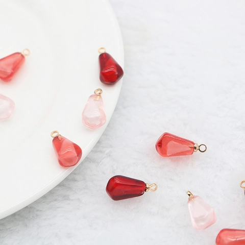 Pomegranate Seed Charms Resin Translucent Pendants With Metal Ring For DIY Jewelry Making Findings Handmade Earrings