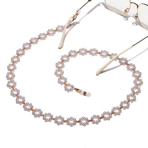 Catena per Occhiali in Lega con Fiori di Künstliche Perle Sintetiche per Donna Cordino Antiscivolo per Mascherina e Occhiali da Sole Gioielli