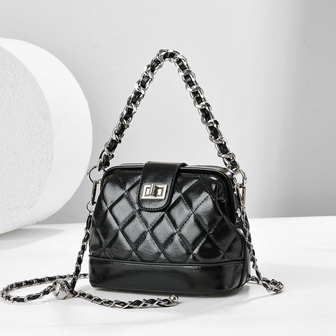Borsa A Spalla Trapuntata A Rombi Donna Pelle PU Tracolla A Catena Forma Di Conchiglia Moda Versatile Chiusura A Girello