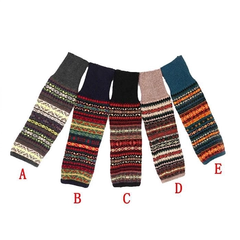 Bohemian Jacquard Leg Warmers Wool Acrylic Blend Knit Winter Warm Over The Knee Thick Boot Cuffs For Women