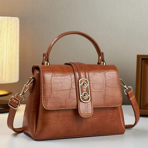 Borsa A Mano Retrò Da Donna In Pelle PU Con Stampa Coccodrillo Fibbia Dorata Borsa A Tracolla Versatile
