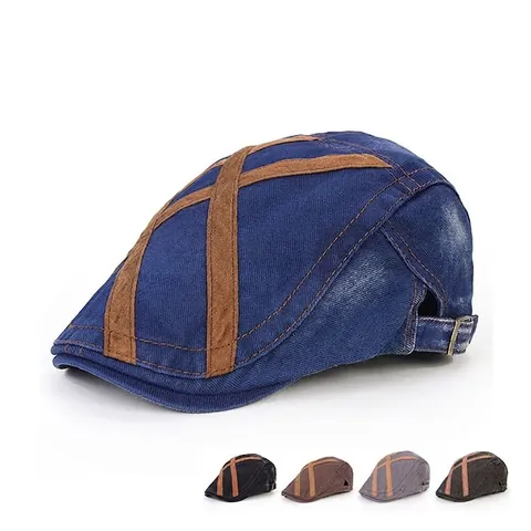 Coppolla Uomo In Cotone Lavato Retro Ivy Cap Con Motivo A Croce Fibbia Regolabile Stile Vintage Britannico