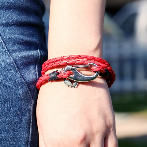 Woven Leather Bracelet Multilayer Wrap Vintage Punk Heart Lock Charm Alloy Clasp Retro Fashion Jewelry